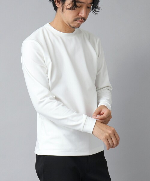 NOLLEY’S（ノーリーズ）の「【ACTIVE SECT】《限定展開 / ストレッチ / 保温》HEAT EFFECT 裏起毛ロンT（スウェット・メンズ・ホワイト/ブラック・S/M/L/XL）」の2枚目の写真