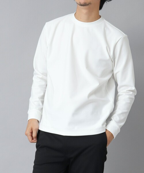 NOLLEY’S（ノーリーズ）の「【ACTIVE SECT】《限定展開 / ストレッチ / 保温》HEAT EFFECT 裏起毛ロンT（スウェット・メンズ・ホワイト/ブラック・S/M/L/XL）」の3枚目の写真