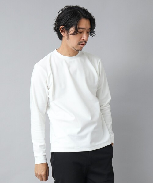 NOLLEY’S（ノーリーズ）の「【ACTIVE SECT】《限定展開 / ストレッチ / 保温》HEAT EFFECT 裏起毛ロンT（スウェット・メンズ・ホワイト/ブラック・S/M/L/XL）」の8枚目の写真