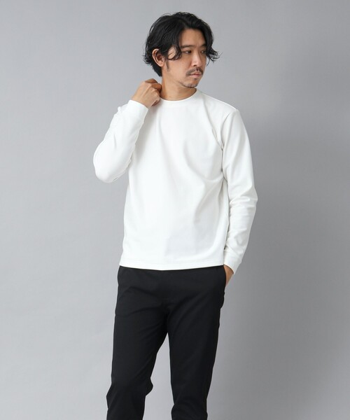 NOLLEY’S（ノーリーズ）の「【ACTIVE SECT】《限定展開 / ストレッチ / 保温》HEAT EFFECT 裏起毛ロンT（スウェット・メンズ・ホワイト/ブラック・S/M/L/XL）」の7枚目の写真