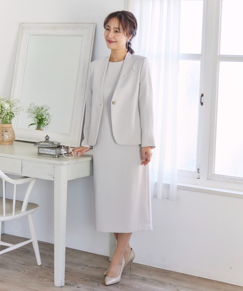 INED（イネド）の「【マルチWAYセットアップ】ダブルストレッチ ハイウエストワンピース（ワンピース・レディース・サンドグレー/ネイビー・7号/11号/9号）」の22枚目の写真