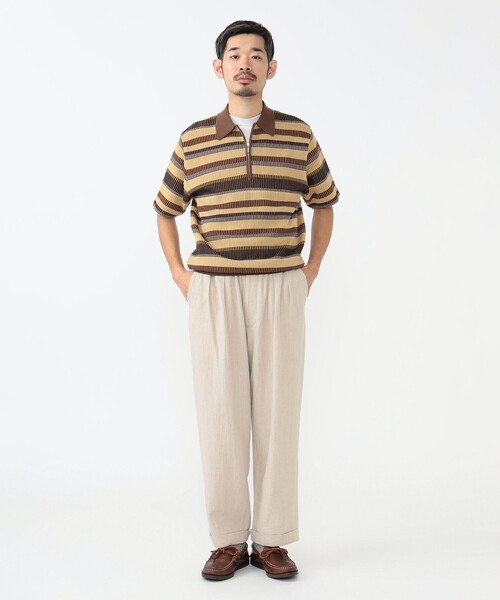BEAMS PLUS(ビームスプラス)の「ボーダー ハーフジップ ニット ポロシャツ(ポロシャツ・メンズ・ネイビー/ブラウン/グレー/オリーブ・M/L/S/XL)」の21枚目の写真