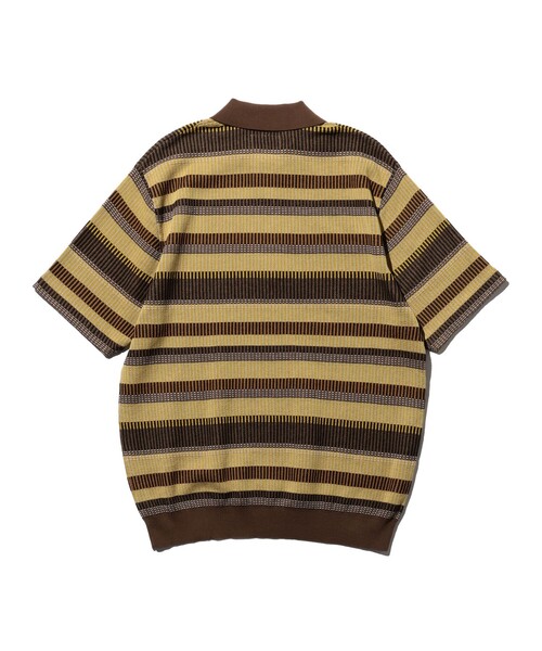 【BROWN】ボーダー ハーフジップ ニット ポロシャツ BROWN】ボーダー ハーフジップ ニット ポロシャツ 【公式通販】