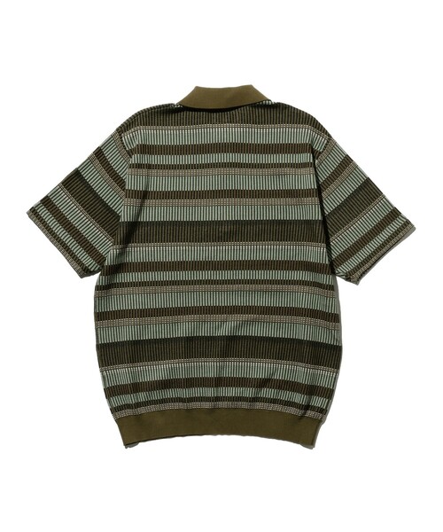 【GREY】ボーダー ハーフジップ ニット ポロシャツ BEAMS PLUS（ビームスプラス）の「ボーダー ハーフジップ ニット