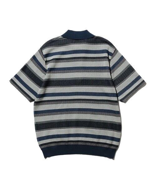 BEAMS PLUS(ビームスプラス)の「ボーダー ハーフジップ ニット ポロシャツ(ポロシャツ・メンズ・ネイビー/ブラウン/グレー/オリーブ・M/L/S/XL)」の9枚目の写真