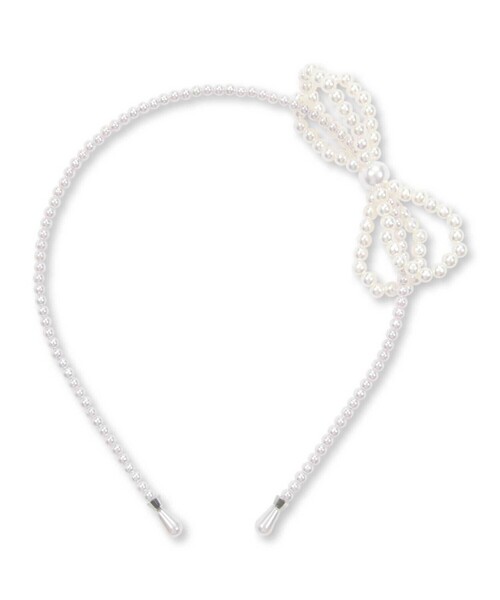 BeBe Petits Pois Vert(ベベプチポワヴェール)の「【店舗限定】リボンパールカチューシャ(カチューシャ・キッズ・ホワイト・FREE)」の4枚目の写真