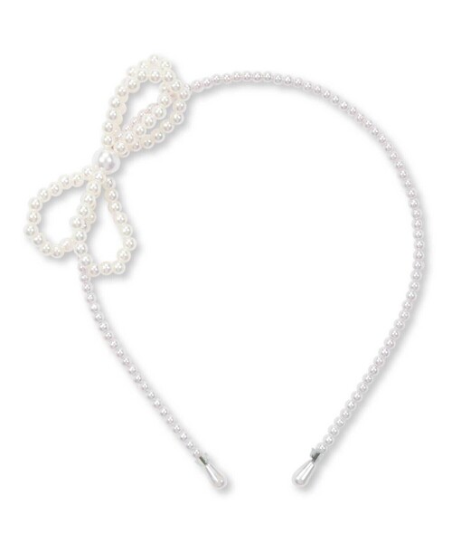 BeBe Petits Pois Vert(ベベプチポワヴェール)の「【店舗限定】リボンパールカチューシャ(カチューシャ・キッズ・ホワイト・FREE)」の3枚目の写真