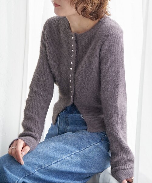 notch.（ノッチ）の「ミニフェザークルーネックカーデ（カーディガン/ボレロ・レディース・チャコール/ライトパープル/ブルー・M）」の4枚目の写真