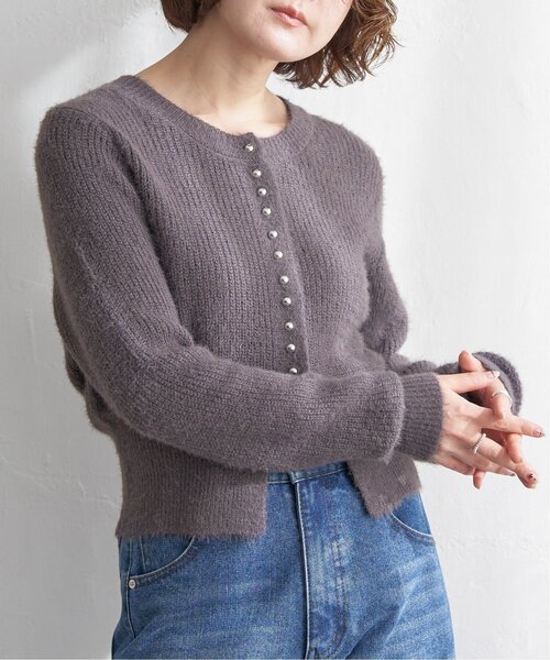 notch.（ノッチ）の「ミニフェザークルーネックカーデ（カーディガン/ボレロ・レディース・チャコール/ライトパープル/ブルー・M）」の9枚目の写真