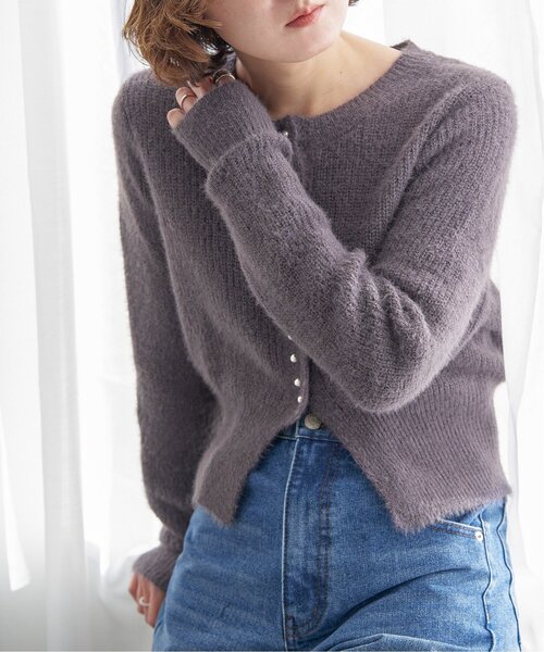 notch.（ノッチ）の「ミニフェザークルーネックカーデ（カーディガン/ボレロ・レディース・チャコール/ライトパープル/ブルー・M）」の10枚目の写真