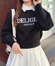 シャツ襟付ロゴニット