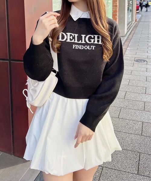 INGNI(イング)の「シャツ襟付ロゴニット(ニット/セーター・レディース・ブラック×ホワイト/ホワイト×ブラック/グレー×ホワイト/ワイン系2・M)」の9枚目の写真