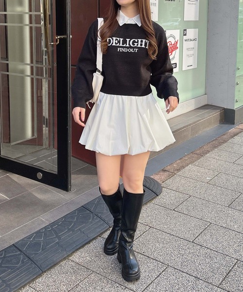 スリム おしゃれワンポイント✨ INGNI イング ニット レディース 12G肩開きチェーン付ニット[品番：INGW0010544]｜INGNI （イング