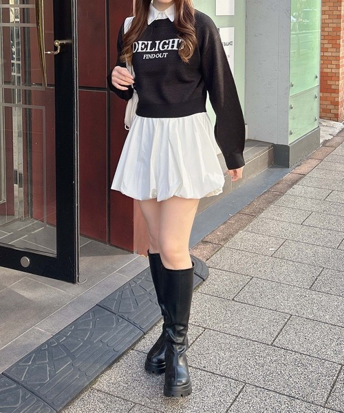 INGNI(イング)の「シャツ襟付ロゴニット(ニット/セーター・レディース・ブラック×ホワイト/ホワイト×ブラック/グレー×ホワイト/ワイン系2・M)」の13枚目の写真