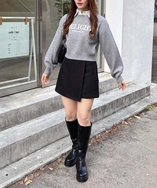 INGNI(イング)の「シャツ襟付ロゴニット(ニット/セーター・レディース・ブラック×ホワイト/ホワイト×ブラック/グレー×ホワイト/ワイン系2・M)」の19枚目の写真
