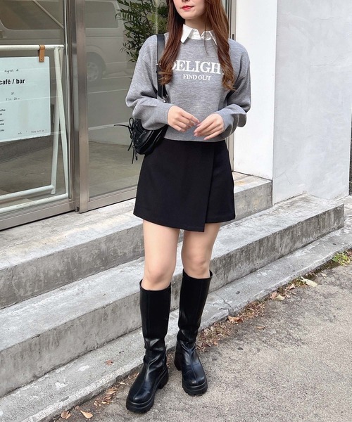 INGNI(イング)の「シャツ襟付ロゴニット(ニット/セーター・レディース・ブラック×ホワイト/ホワイト×ブラック/グレー×ホワイト/ワイン系2・M)」の20枚目の写真