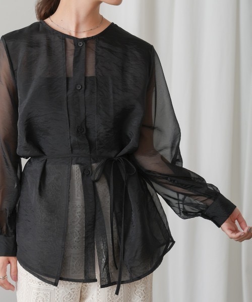 Bou Jeloud（ブージュルード）の「オーガンジーシアーレイヤードブラウス（シャツ/ブラウス・レディース・ブラック/ブラウン/ベージュ・38）」の15枚目の写真