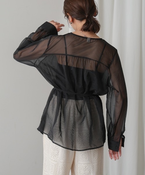 Bou Jeloud（ブージュルード）の「オーガンジーシアーレイヤードブラウス（シャツ/ブラウス・レディース・ブラック/ブラウン/ベージュ・38）」の20枚目の写真