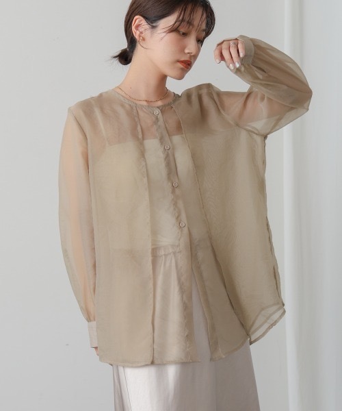 Bou Jeloud（ブージュルード）の「オーガンジーシアーレイヤードブラウス（シャツ/ブラウス・レディース・ブラック/ブラウン/ベージュ・38）」の12枚目の写真