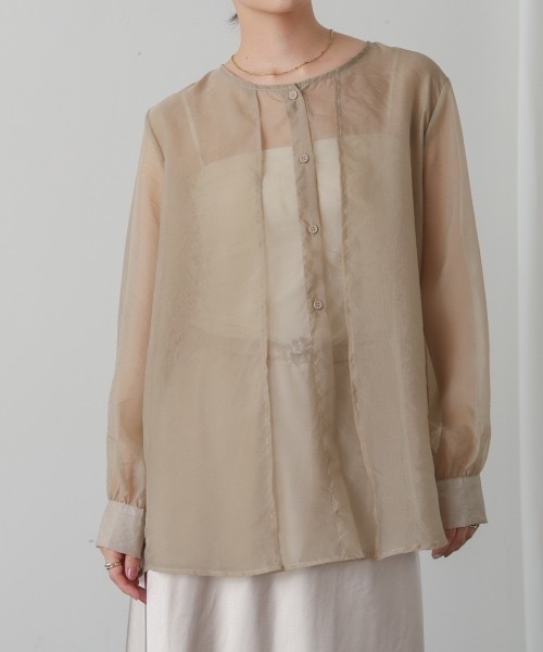 Bou Jeloud（ブージュルード）の「オーガンジーシアーレイヤードブラウス（シャツ/ブラウス・レディース・ブラック/ブラウン/ベージュ・38）」の13枚目の写真