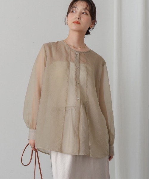 Bou Jeloud（ブージュルード）の「オーガンジーシアーレイヤードブラウス（シャツ/ブラウス・レディース・ブラック/ブラウン/ベージュ・38）」の7枚目の写真