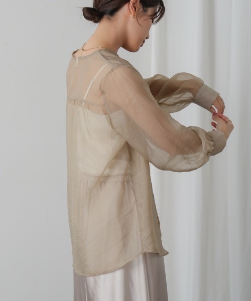 Bou Jeloud（ブージュルード）の「オーガンジーシアーレイヤードブラウス（シャツ/ブラウス・レディース・ブラック/ブラウン/ベージュ・38）」の8枚目の写真