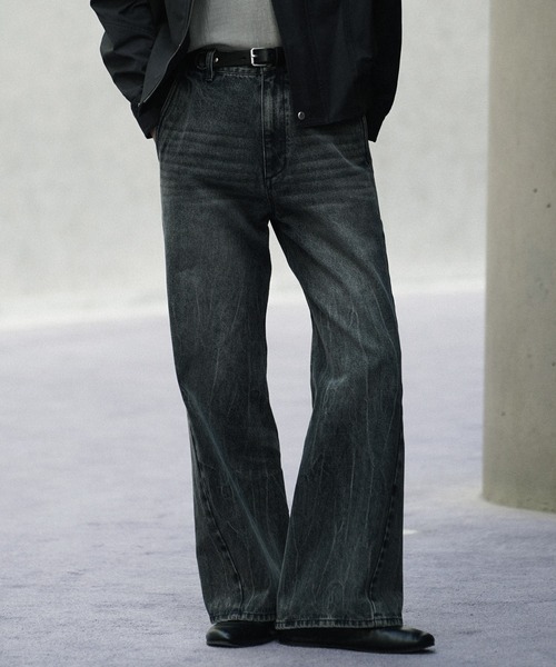 CURVED FLARE DENIM SLACKS（デニムパンツ）｜WYM LIDNM（ウィム