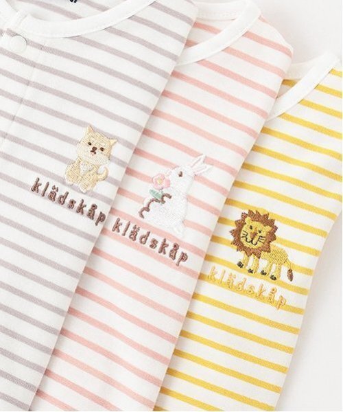 kladskap（クレードスコープ）の「お尻アニマルボーダー長袖2wayオール（ロンパース・キッズ・ピンク/ライトベージュ/マスタード/黄緑系/ライトグレー・50-70cm）」の15枚目の写真