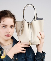 NiiNa | 【NiiNa】【高品質牛革】ソフトレザーバケットバッグ / インナーポーチ付き(トートバッグ)