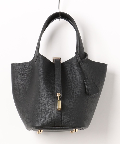 NiiNa（ニーナ）の「【NiiNa】【高品質牛革】ソフトレザーバケットバッグ / インナーポーチ付き（トートバッグ・レディース・ホワイト/ブラウン/グレイッシュベージュ/ブラック/ピンク/ブルー・FREE）」の2枚目の写真