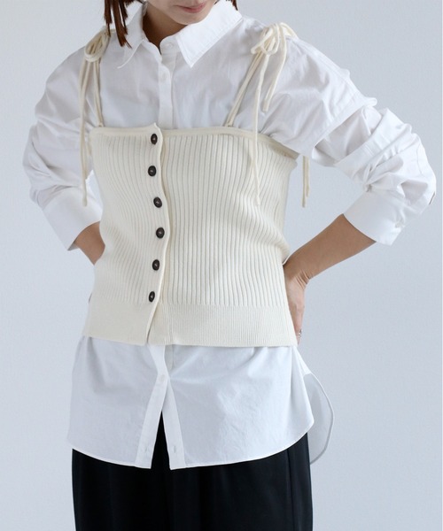 cepo(セポ)の「マルチウェイリボンニットビスチェ(ベスト・レディース・イエロー/オフホワイト/グレー・M)」の19枚目の写真