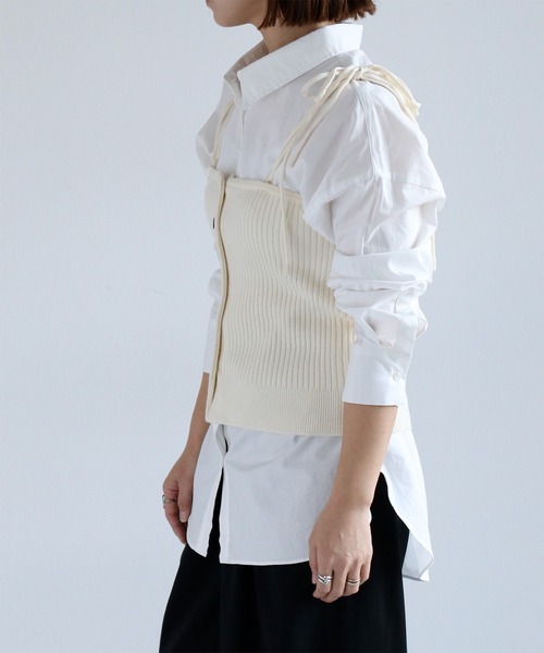 cepo(セポ)の「マルチウェイリボンニットビスチェ(ベスト・レディース・イエロー/オフホワイト/グレー・M)」の20枚目の写真