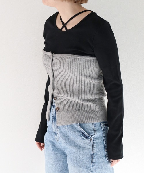 cepo(セポ)の「マルチウェイリボンニットビスチェ(ベスト・レディース・イエロー/オフホワイト/グレー・M)」の10枚目の写真