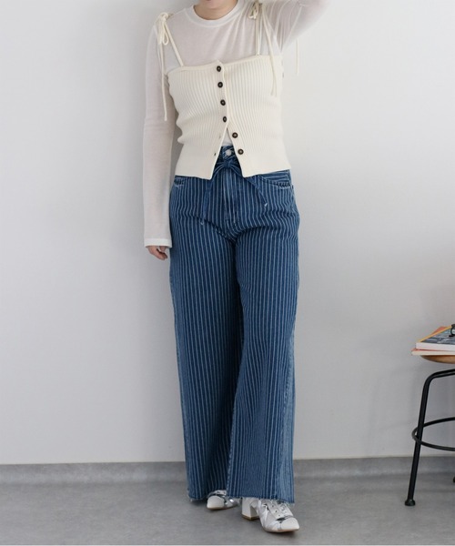 cepo(セポ)の「マルチウェイリボンニットビスチェ(ベスト・レディース・イエロー/オフホワイト/グレー・M)」の7枚目の写真