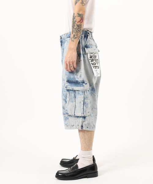 Jungle Storm(ジャングルストーム)の「Hard Chemical Blue Cargo Shorts / ハードケミカルブルーチ加工カーゴショーツ unisex(カーゴパンツ・メンズ・サックスブルー/グレー・M/L)」の13枚目の写真
