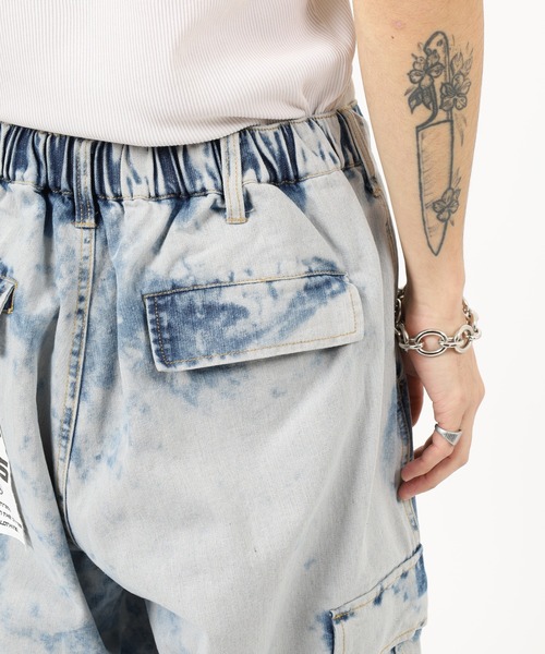 Jungle Storm(ジャングルストーム)の「Hard Chemical Blue Cargo Shorts / ハードケミカルブルーチ加工カーゴショーツ unisex(カーゴパンツ・メンズ・サックスブルー/グレー・M/L)」の19枚目の写真
