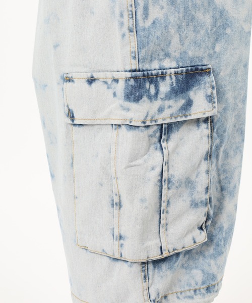 Jungle Storm(ジャングルストーム)の「Hard Chemical Blue Cargo Shorts / ハードケミカルブルーチ加工カーゴショーツ unisex(カーゴパンツ・メンズ・サックスブルー/グレー・M/L)」の18枚目の写真