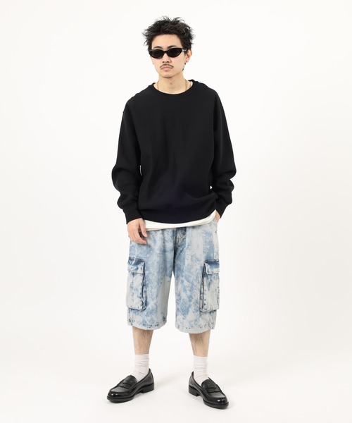 Jungle Storm(ジャングルストーム)の「Hard Chemical Blue Cargo Shorts / ハードケミカルブルーチ加工カーゴショーツ unisex(カーゴパンツ・メンズ・サックスブルー/グレー・M/L)」の3枚目の写真