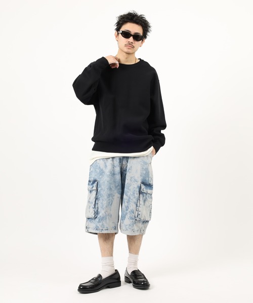 Jungle Storm(ジャングルストーム)の「Hard Chemical Blue Cargo Shorts / ハードケミカルブルーチ加工カーゴショーツ unisex(カーゴパンツ・メンズ・サックスブルー/グレー・M/L)」の4枚目の写真