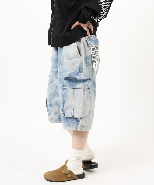 Jungle Storm(ジャングルストーム)の「Hard Chemical Blue Cargo Shorts / ハードケミカルブルーチ加工カーゴショーツ unisex(カーゴパンツ・メンズ・サックスブルー/グレー・M/L)」の8枚目の写真