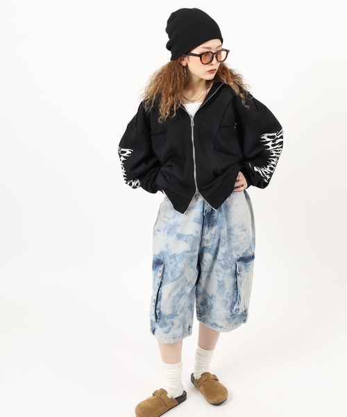 Jungle Storm(ジャングルストーム)の「Hard Chemical Blue Cargo Shorts / ハードケミカルブルーチ加工カーゴショーツ unisex(カーゴパンツ・メンズ・サックスブルー/グレー・M/L)」の11枚目の写真