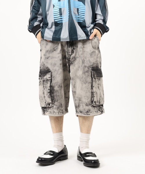 Jungle Storm(ジャングルストーム)の「Hard Chemical Blue Cargo Shorts / ハードケミカルブルーチ加工カーゴショーツ unisex(カーゴパンツ・メンズ・サックスブルー/グレー・M/L)」の22枚目の写真