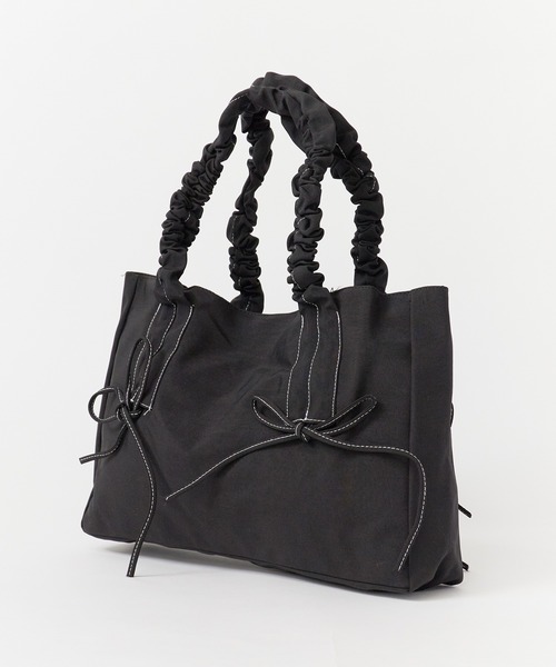 ROOPTOKYO（ループトウキョウ）の「ギャザーハンドル リボンスクエアトートバッグ（トートバッグ・レディース・ピンク/アイボリー/ブラック/チャコールグレー・FREE）」の6枚目の写真