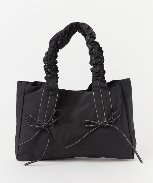 ROOPTOKYO（ループトウキョウ）の「ギャザーハンドル リボンスクエアトートバッグ（トートバッグ・レディース・ピンク/アイボリー/ブラック/チャコールグレー・FREE）」の14枚目の写真