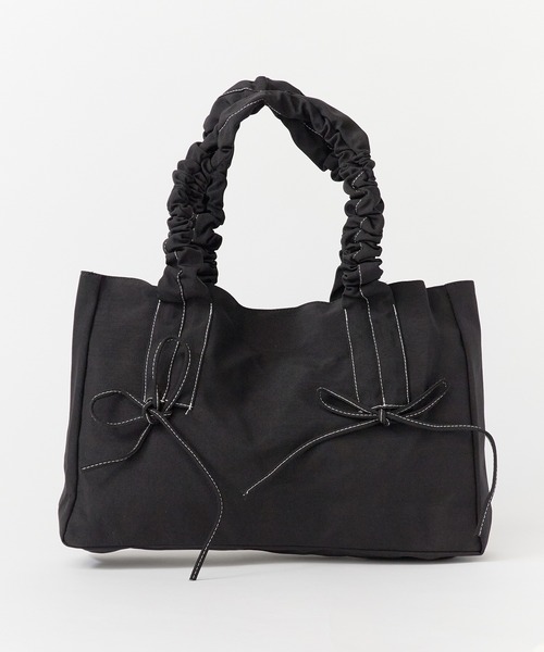 ROOPTOKYO（ループトウキョウ）の「ギャザーハンドル リボンスクエアトートバッグ（トートバッグ・レディース・ピンク/アイボリー/ブラック/チャコールグレー・FREE）」の19枚目の写真