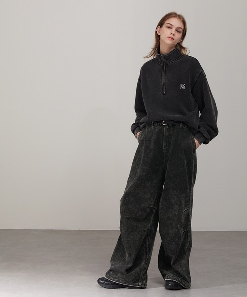 EMMA CLOTHES（エマクローズ）の「ヴィンテージケミカルウォッシュ ドロストワイドイージーパンツ（チノパンツ・メンズ・ブラウン/ブラック・S/M/L）」の6枚目の写真