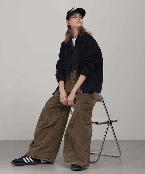 EMMA CLOTHES（エマクローズ）の「ヴィンテージケミカルウォッシュ ドロストワイドイージーパンツ（チノパンツ・メンズ・ブラウン/ブラック・S/M/L）」の9枚目の写真