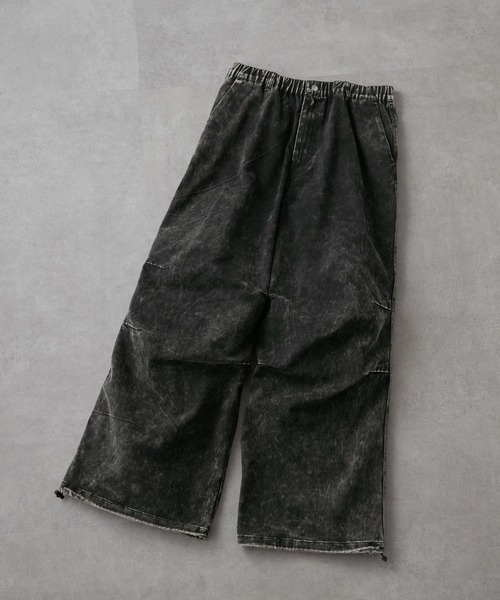 EMMA CLOTHES（エマクローズ）の「ヴィンテージケミカルウォッシュ ドロストワイドイージーパンツ（チノパンツ・メンズ・ブラウン/ブラック・S/M/L）」の3枚目の写真