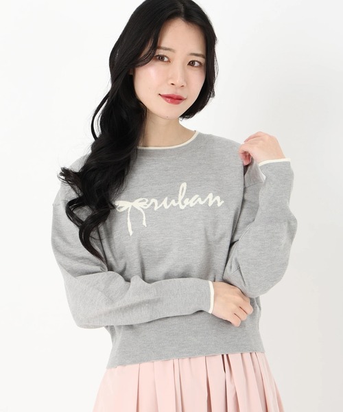 UNIVERVAL MUSE（ユニバーバル ミューズ）の「ｒｕｂａｎロゴジャガードニット　ニット・セーター（ニット/セーター・レディース・グレー/ホワイト系その他・2）」の3枚目の写真