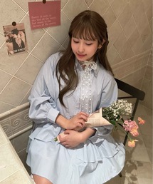 AS KNOW AS plus | ●デザインフリルチュニックワンピ―ス  袖アレンジ可能(ワンピース)